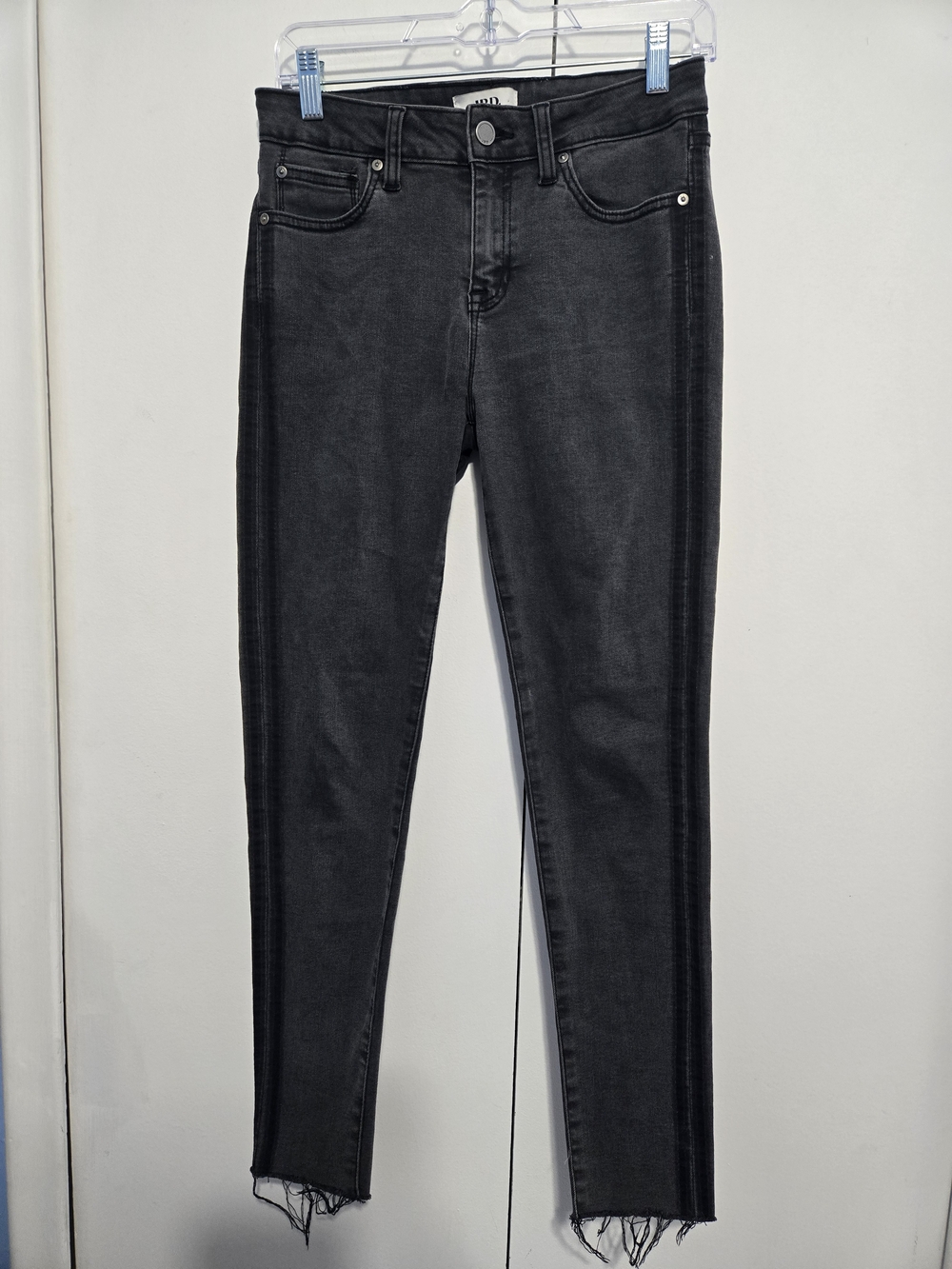 JBD Just Black Denim Washed Black Skinny Jeans Raw Hem Stretch 26